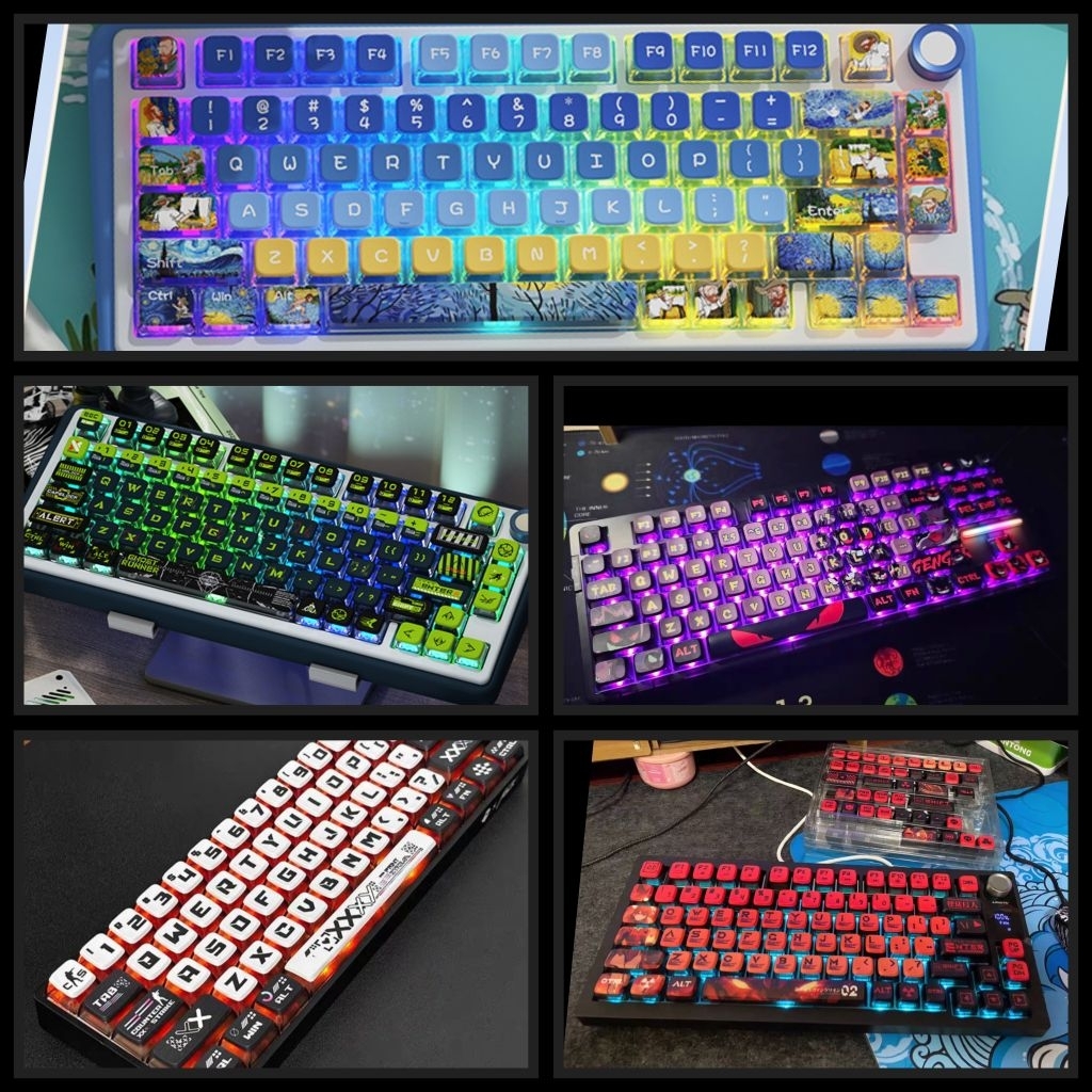 Keycap pudding tỏa led tổng hợp anime Cyber Punk, EVA, Chrismast, Wukong, Matcha ... siêu đẹp cho bà