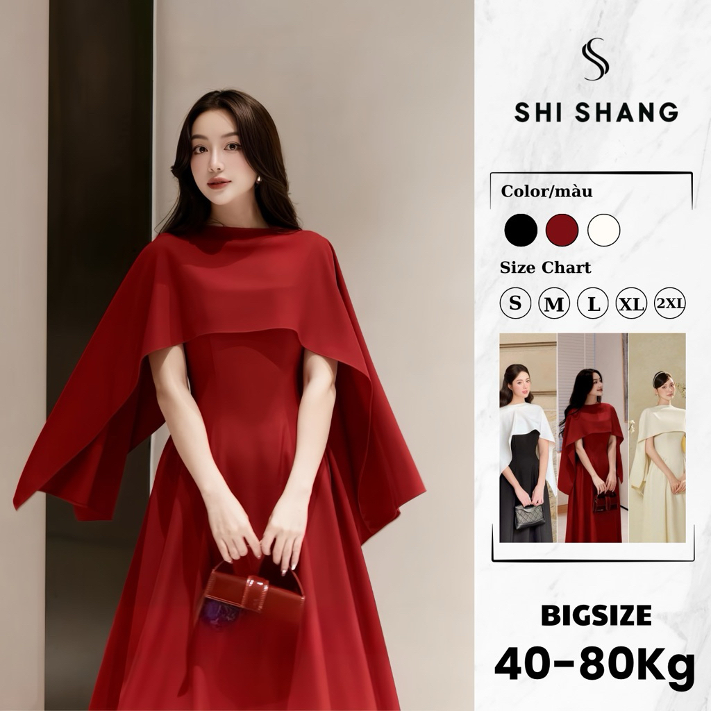   Cao Cấp  Váy đầm dự tiệc hai dây kèm áo choàng ngoài đầm thiết kế SHI SHANG chiết eo tôn dáng có Bigsize 