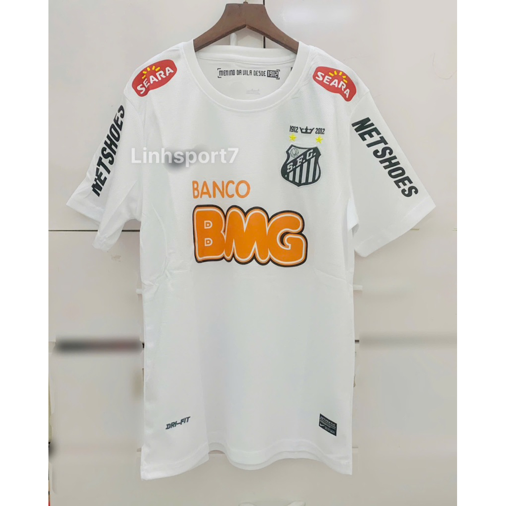 Bộ Quần Áo Bóng Đá CLB Santos Neymar 2011 Áo trắng quần đen vải cn mới