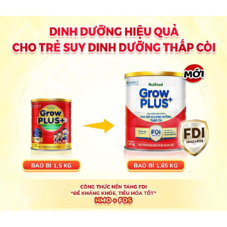 LON CÓ MÓP- HSD: 8/2026 Sữa bột Nutifood GrowPLUS+ Suy Dinh Dưỡng (Đỏ) 1+- Tăng Cân, Tăng Chiều Cao (Lon 1,65 Kg)