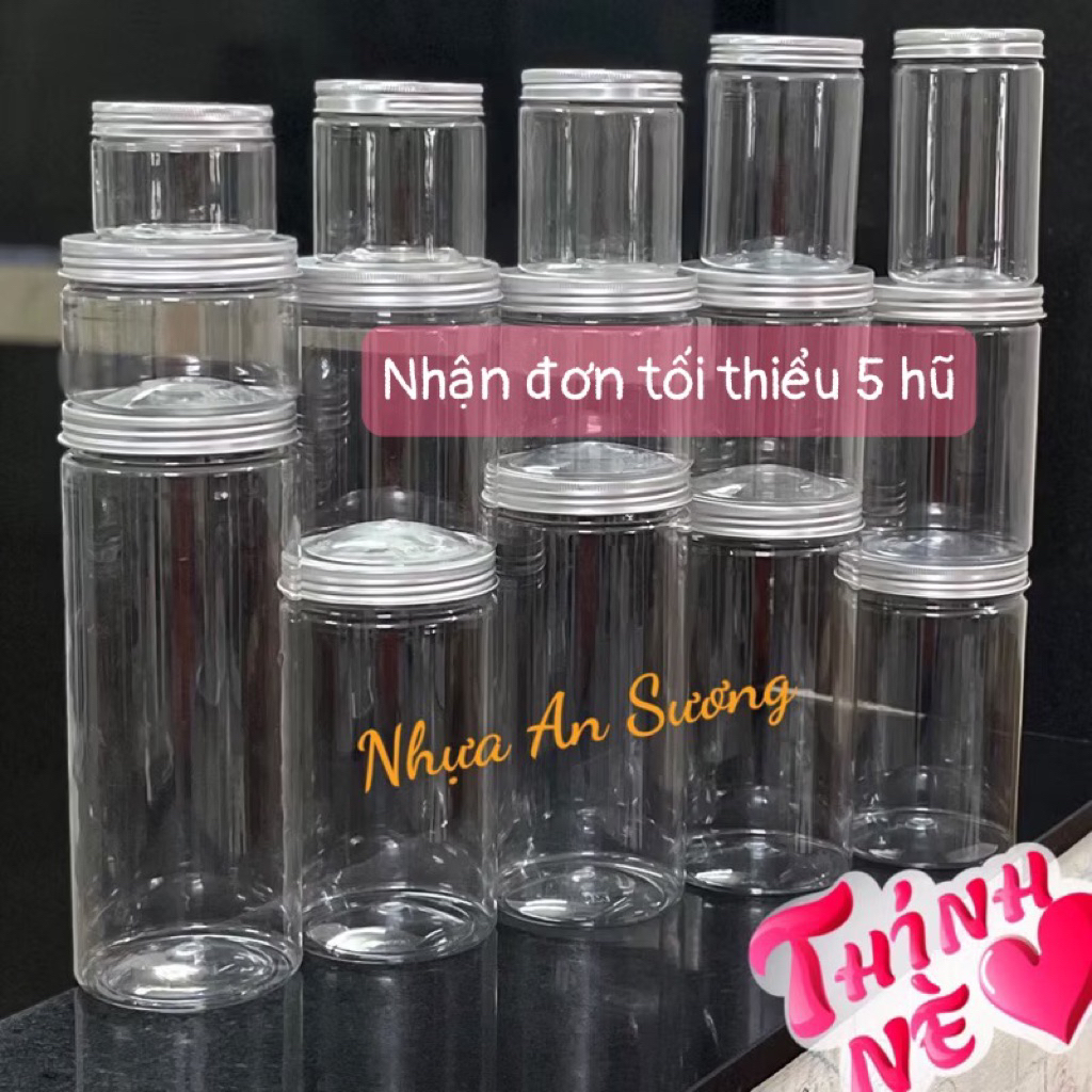 (Set 10 hũ) Hũ nhựa pet nắp NHÔM BẠC