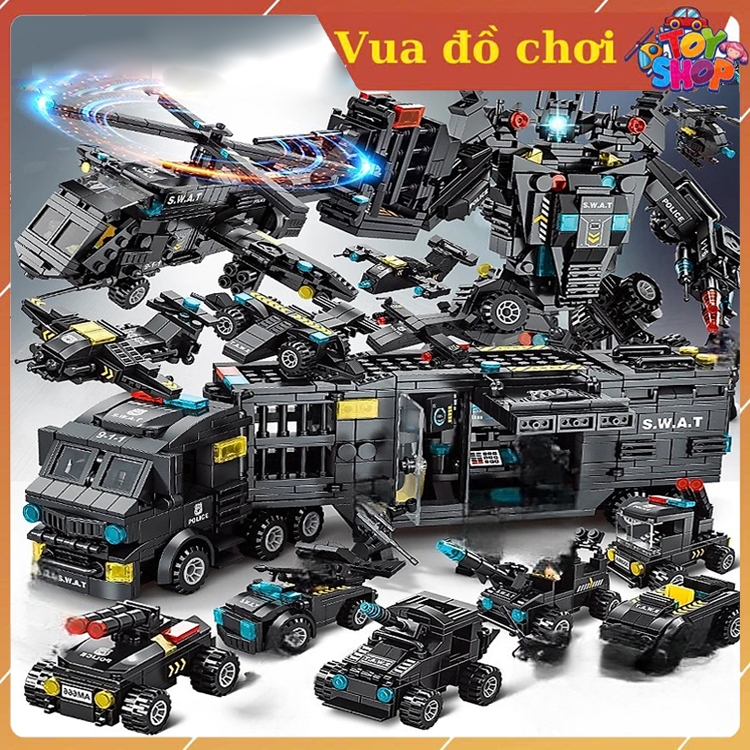 [1000 Mảnh] BỘ ĐỒ CHƠI LẮP GHÉP XẾP HÌNH CẢNH SÁT,Lắp Ghép OTO,ROBOT,THUYỀN,TRỰC THĂNG,Lắp ráp tàu