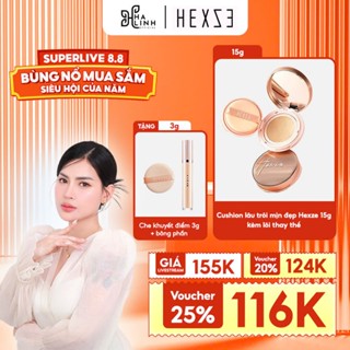 [Võ HÀ LINH X HEXZE] Cushion lâu trôi mịn đẹp HEXZE 15g TẶNG KÈM LÕI THAY THẾ 15G + CHE KHUYẾT ĐIỂM 3G +  BÔNG PHẤN