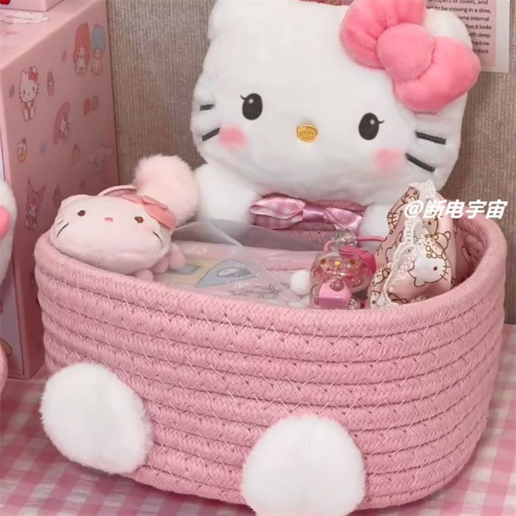 Giỏ đựng đồ Hello Kitty, giỏ mây Hello Kitty dễ thương