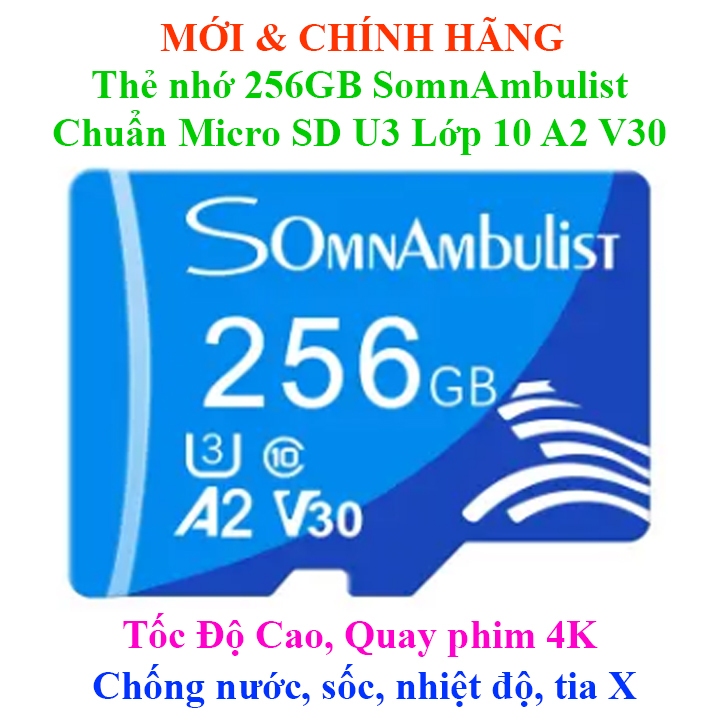 Thẻ nhớ 256GB A2 U3 Class10 V30 Chất lượng cao SomnAmbulist  Alunx