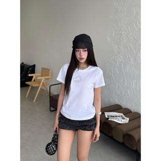 Áo Thun Baby tee Nữ REGODS Đính Đá Chữ R Cotton Co Giãn Local Brand Basic form Ôm Dễ Phối