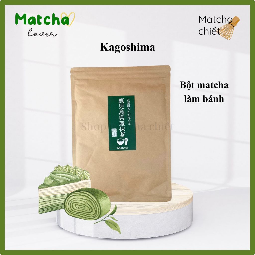 Bột matcha chuyên làm bánh Kagoshima, bột trà xanh chuẩn vị, xanh đẹp - túi chiết