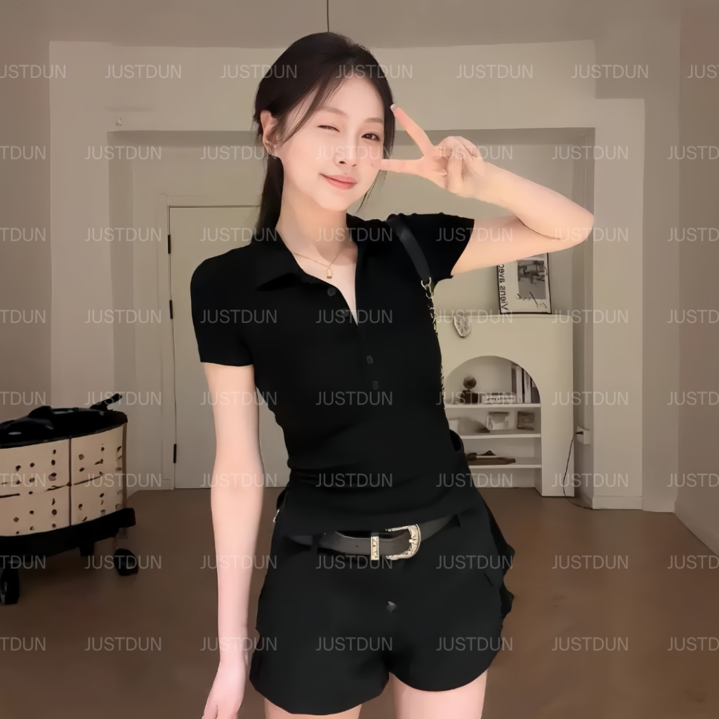 Áo Thun Nữ Polo Cộc Tay JUSTDUN A7 - Cổ Đức, Khuy Cúc, Ôm Body, Cotton Mịn, Thoáng mát, Co Giãn | BigBuy360 - bigbuy360.vn