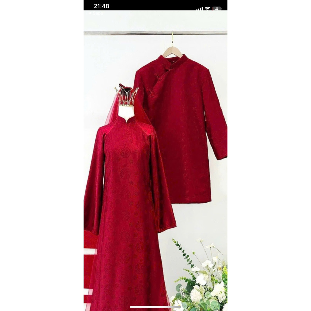 ÁO DÀI GẤM ĐỎ ĐÔ