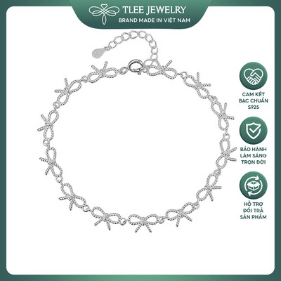 Lắc tay bạc nữ TLEE dải nơ thân xoắn nhẹ nhàng, xinh xắn TLEE JEWELRY LT0458