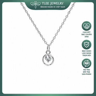 Dây chuyền bạc nữ TLEE mặt tròn xoắn treo nụ đá sáng nhẹ nhàng và sang trọng TLEE JEWELRY D0427