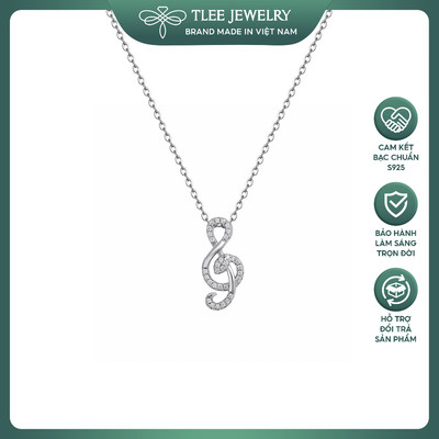 Dây chuyền bạc TLEE vòng cổ hình nốt nhạc khóa Sol đính đá lấp lánh, xinh xắn TLEE JEWELRY D0429