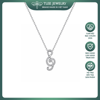 Dây chuyền bạc TLEE vòng cổ hình nốt nhạc khóa Sol đính đá lấp lánh, xinh xắn TLEE JEWELRY D0429