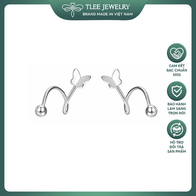 Khuyên tai bạc nữ TLEE hồ điệp xoắn chốt vặn basic đơn giản TLEE JEWELRY B0607