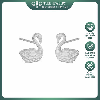 Bông tai bạc nữ TLEE thiên nga trắng nhám vẻ đẹp của sự tinh khiết, thanh cao và chung thủy TLEE JEWELRY B0611