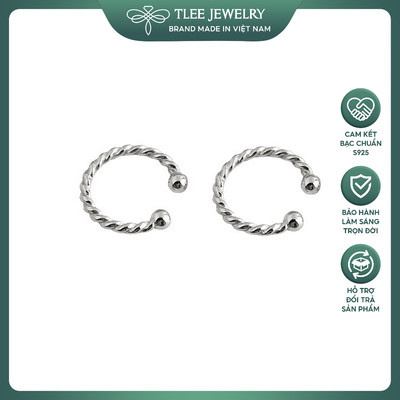 Khuyên tai bạc TLEE dáng tròn kẹp vành tai thân xoắn TLEE JEWELRY B0617 (1 chiếc)
