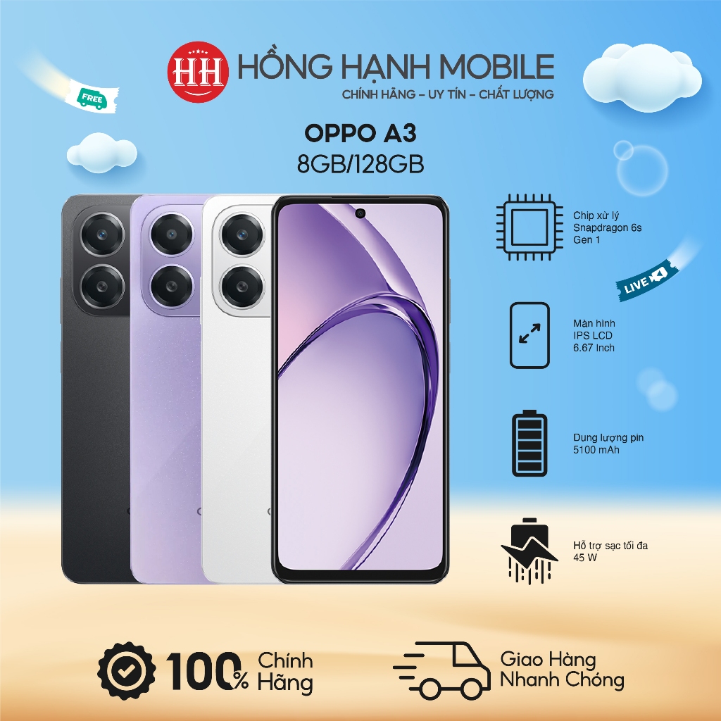  Điện Thoại Oppo A3 8GB 128GB - Hàng Chính Hãng 