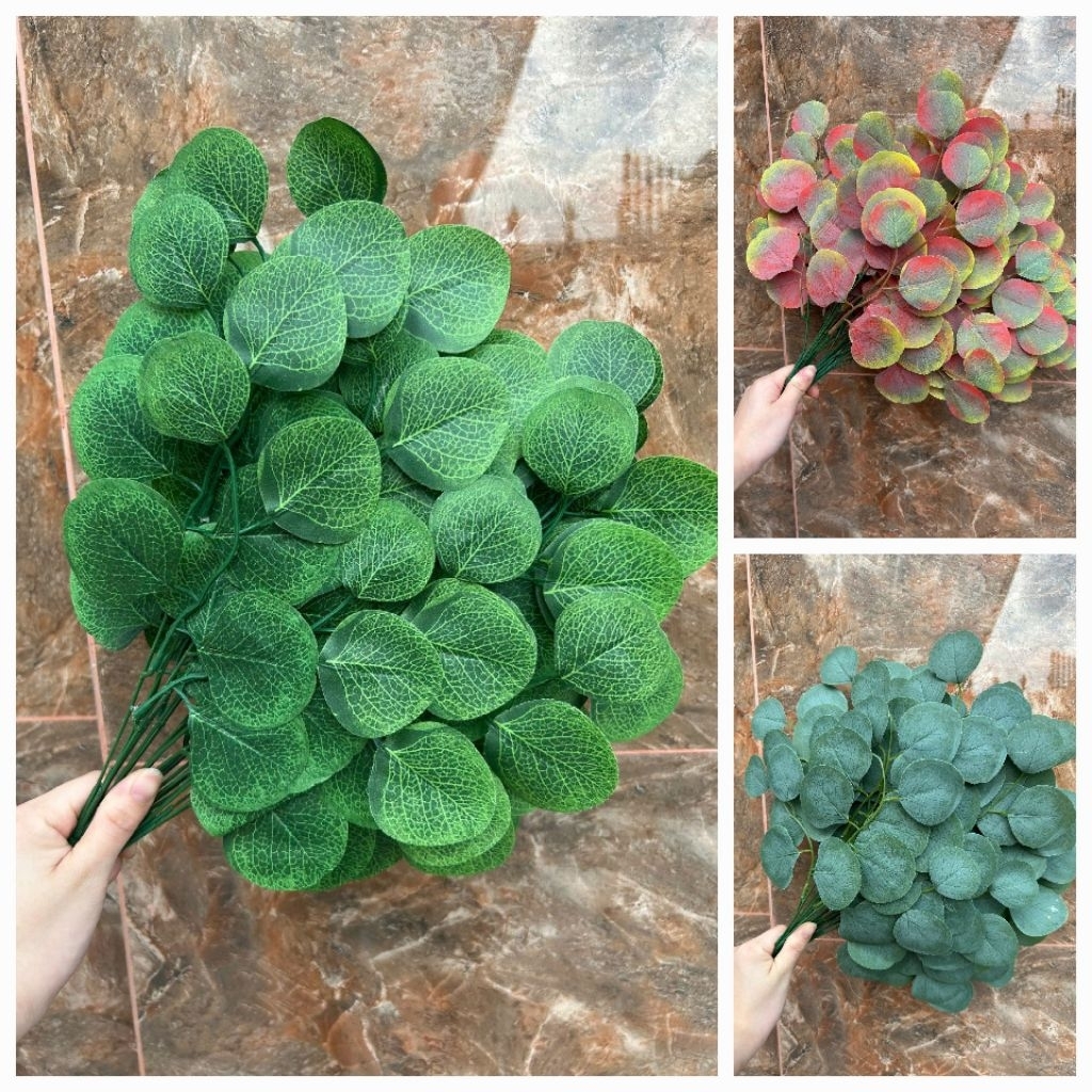 Cụm lá táo tai voi cắm bình làm decor trang trí. shop hoa vải Hà My