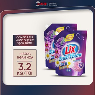  Combo 2 túi nước giặt Lix sạch thơm hương ngàn hoa 3.2kg 2C-N7409 thơm hơn và lưu hương hơn Lixco Việt Nam 