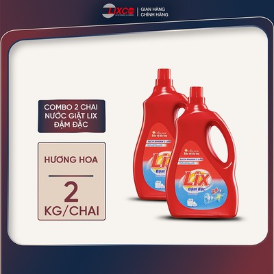 Combo 2 chai nước giặt Lix đậm đặc hương hoa chai 2kg làm sạch cực nhanh vết bẩn - 2C-NG201