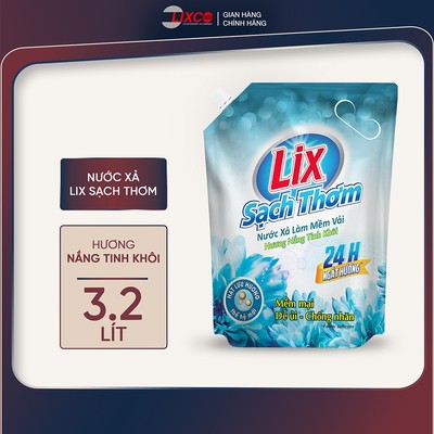 Nước xả Lix làm mềm vải sạch thơm hương nắng tinh khôi, nước xả vải thơm lâu Lixco Việt Nam