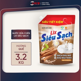  Nước rửa chén siêu sạch hương quế can 1,4kg và túi 3,2kg sạch dầu mỡ khử mùi tanh  Lixco - Chăm Sóc Gia Đình 