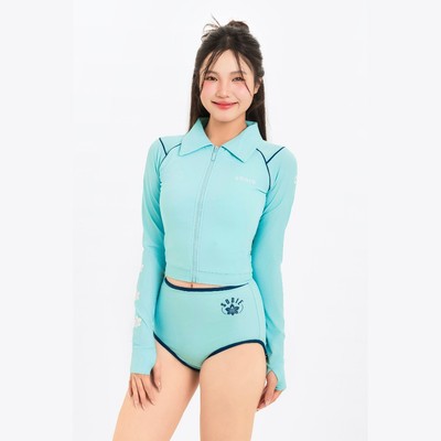 Áo bơi nữ SOBIE tay dài dạng lửng khoá kéo kín đáo và chống nắng Orchid Zuri