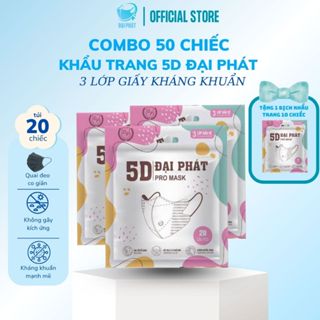    Sỉ Thùng 500 chiếc   Khẩu trang 5D Đại Phát 3 lớp kháng khuẩn chống tia UV bụi mịn 