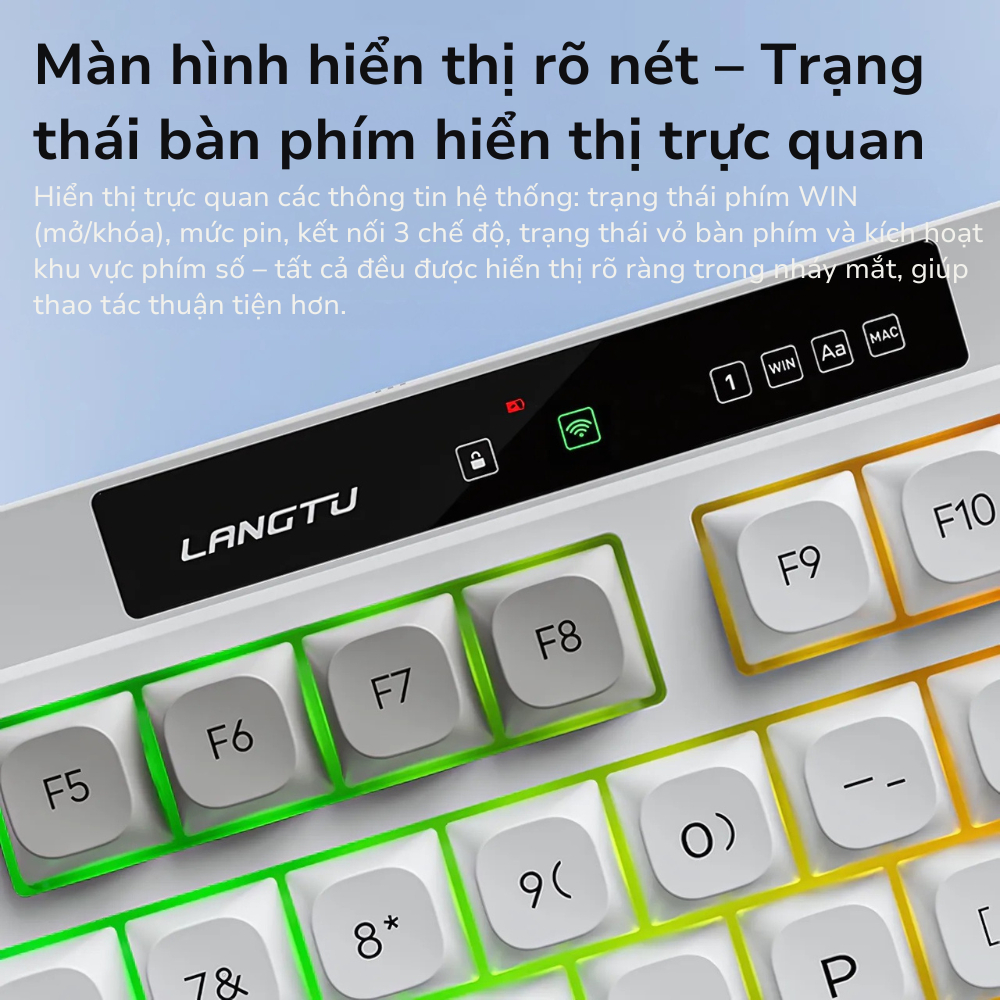Bàn phím không dây LANGTU L102 hotswap 98 phím pin 10000mAh kết nối 3 chế đô bảo hành 12 tháng | BigBuy360 - bigbuy360.vn