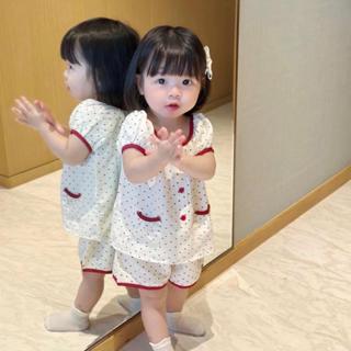 Vivi Baby Set bộ Pijama cộc tay chấm bi xinh yêu cho bé gái 8-20kg