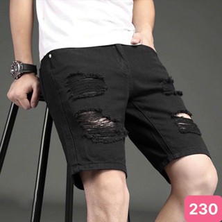 Quần short đùi jean nam boy phố rách màu đen chất bò co dãn 4 chiều đẹp, quần lửng nam form skinny HAVADO M81 mới