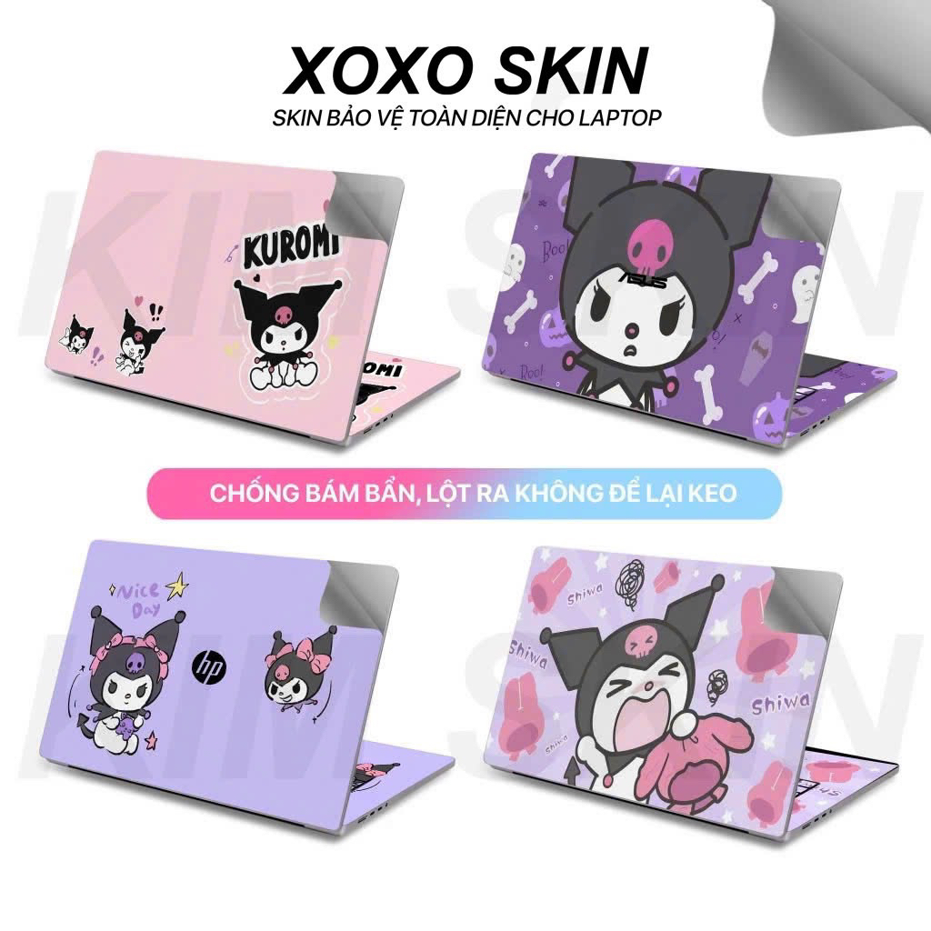 Miếng Dán Skin Laptop 15 mẫu KUROMI - Skin Dán Laptop Dành Cho Các Dòng Laptop (ib Model máy để đặt hàng)