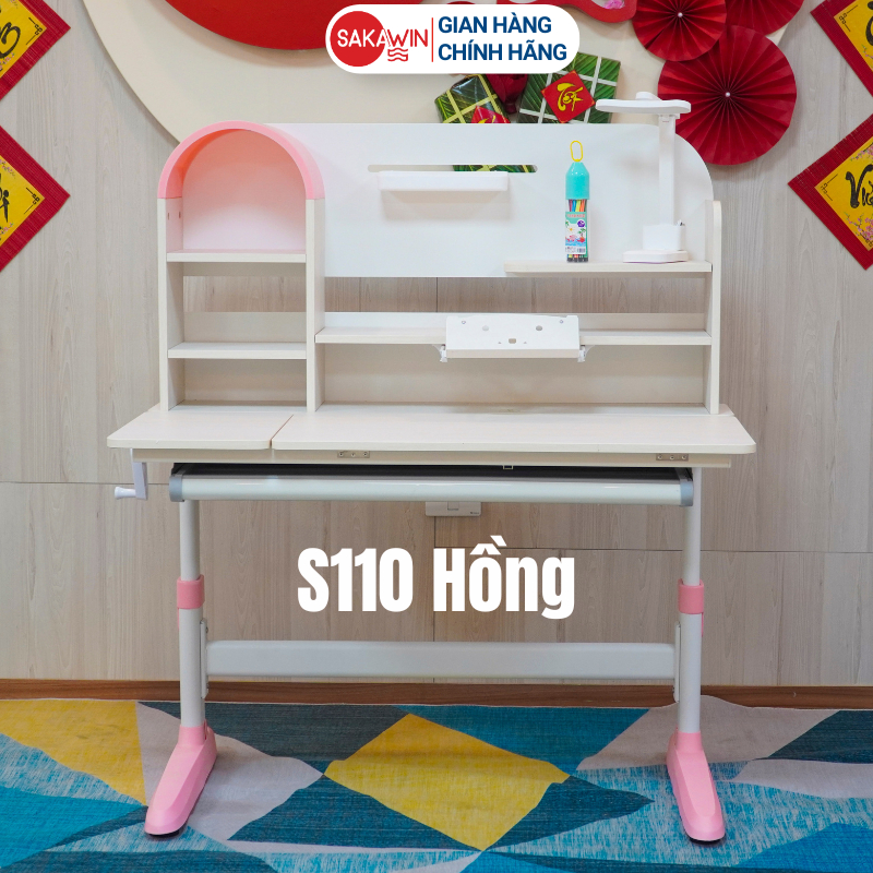 (Bản Cải Tiến) Bộ bàn học chống gù Sakawin S110 Bàn học cho bé tiểu học Điều chỉnh chiều cao bằng tay quay. | BigBuy360 - bigbuy360.vn