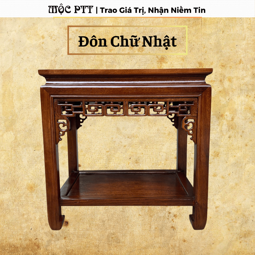  Đôn chữ nhật gỗ Lim hàng Lõi kích thước 30 x 40 35 x 50 30 x 60 40 x 60 cao 50 60 70 80 cm kệ trang trí kê đồ đẹp 