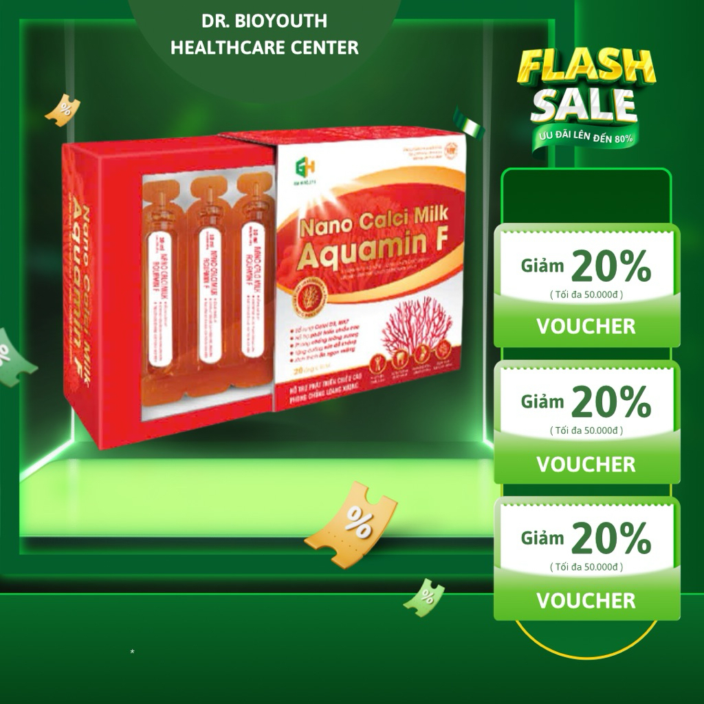 Ống uống Nano Calci Milk Aquamin F Bổ sung Calci D3, MK7 Hỗ trợ  chiều cao chống loãng xương Tăng đề