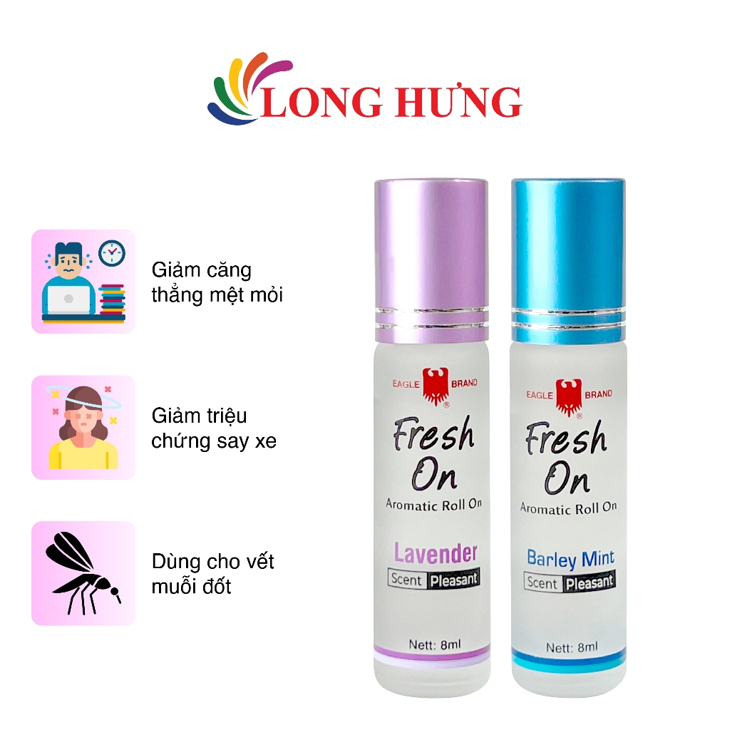 Combo Dầu lăn giảm căng thẳng Eagle Brand Fresh On Lavender + Barley Mint (8ml)