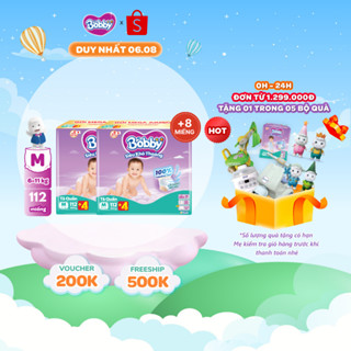 [TẶNG MIẾNG NGẪU NHIÊN] Combo 02 tã quần Bobby Siêu Khô Thoáng - 100% Thoáng Khí Mega Jumbo M112/L96/XL84/XXL76