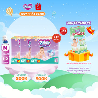 [TẶNG MIẾNG NGẪU NHIÊN] Combo 3 tã quần Bobby Siêu Khô Thoáng - 100% Thoáng Khí Mega Jumbo M112/L96/XL84/XXL76