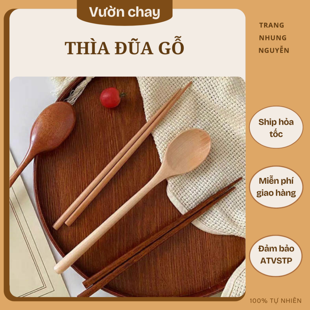 Thìa đũa gỗ tự nhiên - Vườn Chay