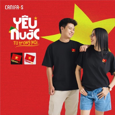 Áo phông unisex người lớn nam nữ CANIFA S áo thun Cờ đỏ Sao Vàng Yêu Nước Quốc Khánh 2/9 5TS25S051