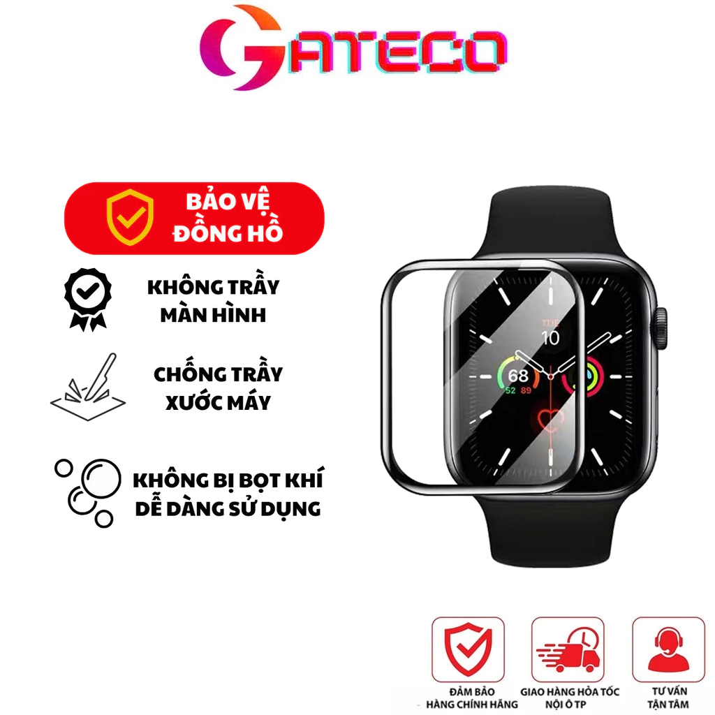 Kính cường lực apple watch Nano Bóng Dẻo Trong Suốt Series 1 2 3 4 5 6 đủ size 38 40 42 44 45 49mm chống trầy xước