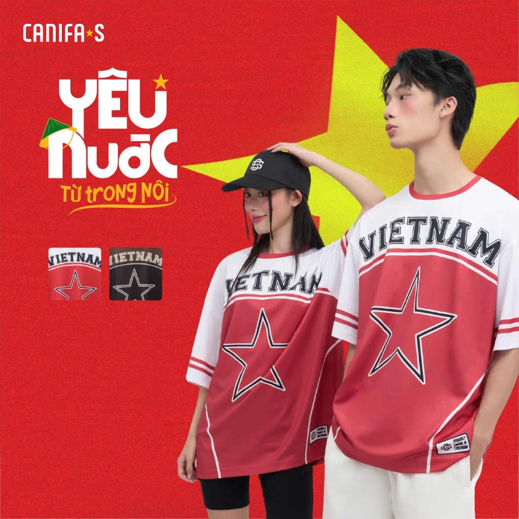 Áo phông unisex nam nữ CANIFA áo thun Việt Nam sao vàng Quốc Khánh 2/9 CANIFA S CB 5TS25S023