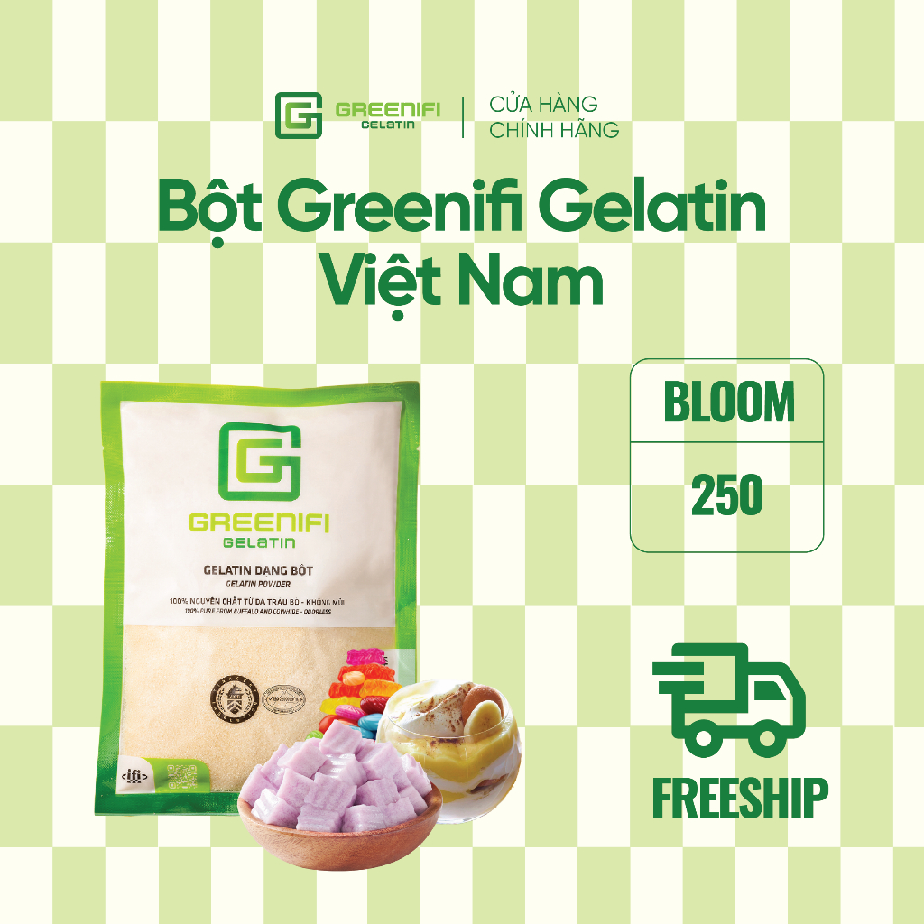 Bột Gelatin Cao Cấp Việt Nam - dùng làm Khúc bạch, bánh bao kim sa, kẹo chip chip, Mousse, Bloom 250