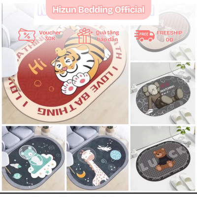 Combo 5 tấm thảm lau chân Hizun, Thảm lau chân nhà bếp, thảm trải cửa nhà tắm, nhà vệ sinh chống trơn trượt