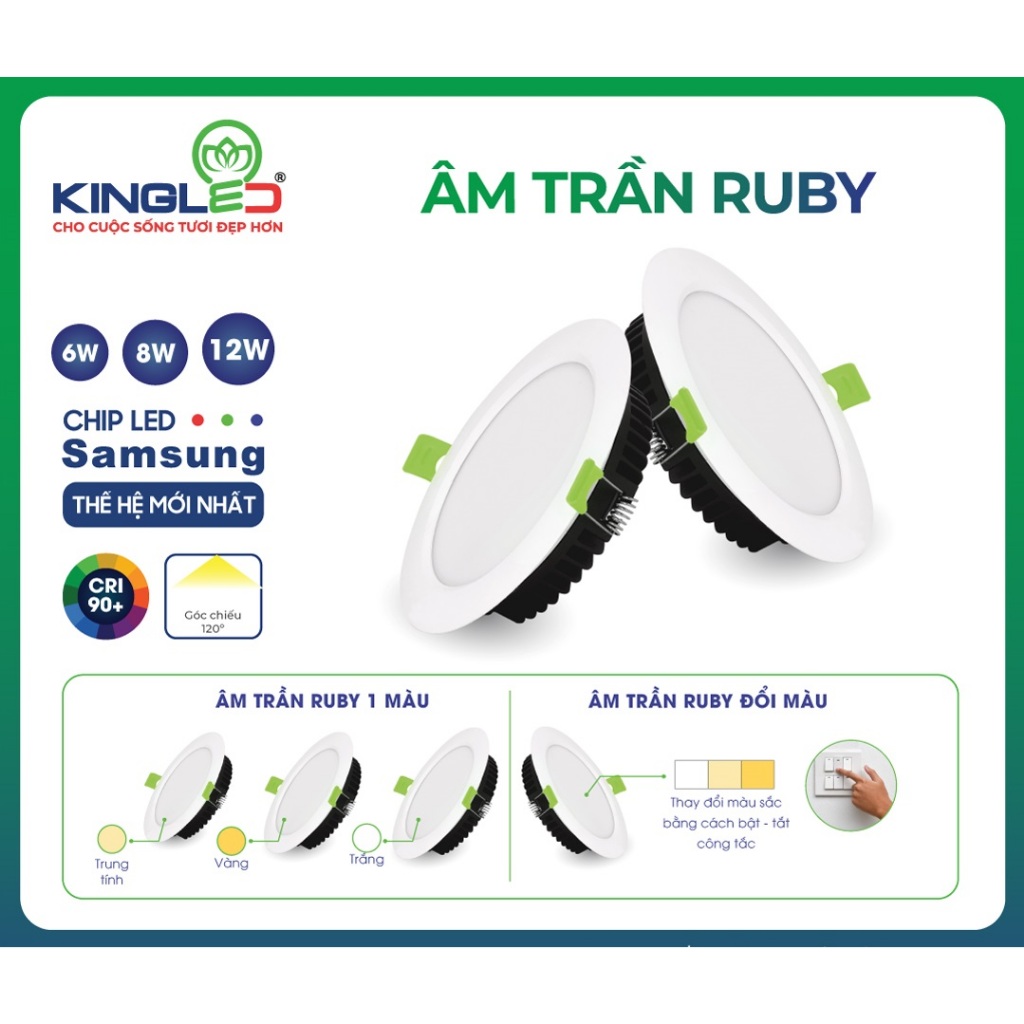Đèn Led Âm Trần Ruby 8W-Ø90mm (DL-SS Series) - KINGLED (Hàng Chính Hãng)