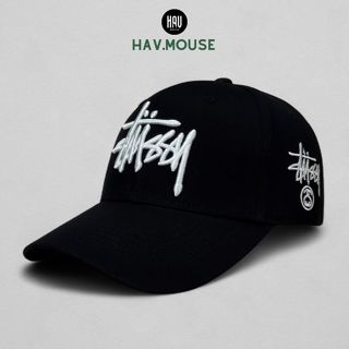  Mũ lưỡi trai nón kết Stu.ssy đen logo thêu 3D nổi siêu hot dành cho nam nữ chính hãng 