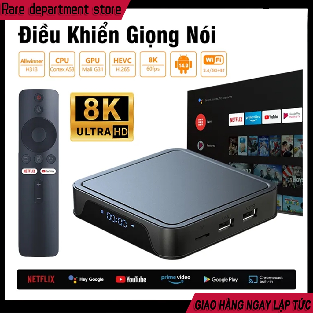 Android TV Box Tv98 Pro 8K Crack ATV 14 Giọng Nói Tiếng Việt 300 Kênh + Youtube Miễn Phí Trọn Đời