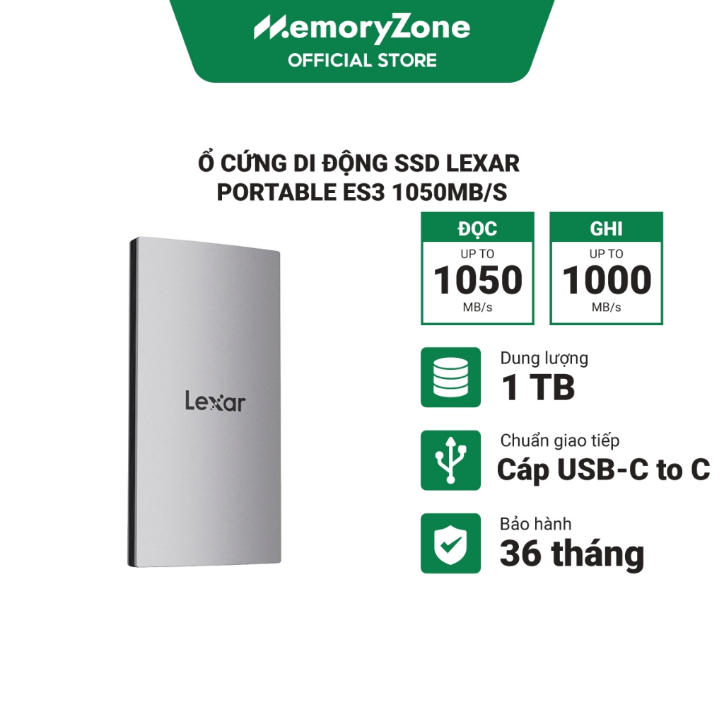  Ổ cứng di động SSD 1TB Lexar Portable ES3 1050MB s - Bảo hành 36 tháng 