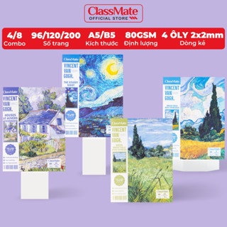 Combo 4/8 Tập Học Sinh Miền Nam A5 B5 Classmate Vở 4 ÔLy 80gsm 96/120/200 Trang Vở 4 ÔLi 2x2mm Van Gogh Vở Viết