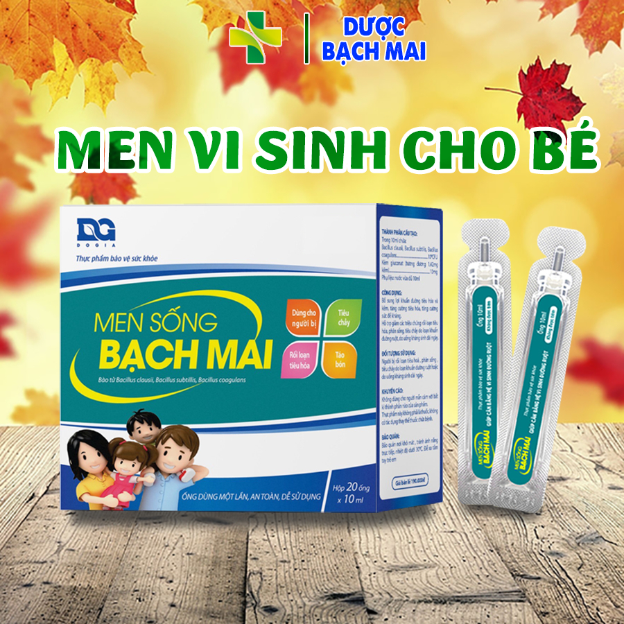Men sống Bạch mai Men vi sinh cho bé Tiêu chảy Táo bón Rối loạn tiêu hóa cho trẻ 3 chủng lợi khuẩn